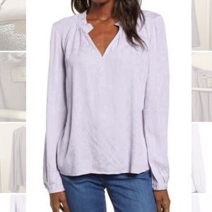 Hinge Floral Jacquard Blouse - Purple